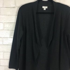 PURE JILL Grey Open Front Drape Long Cardigan